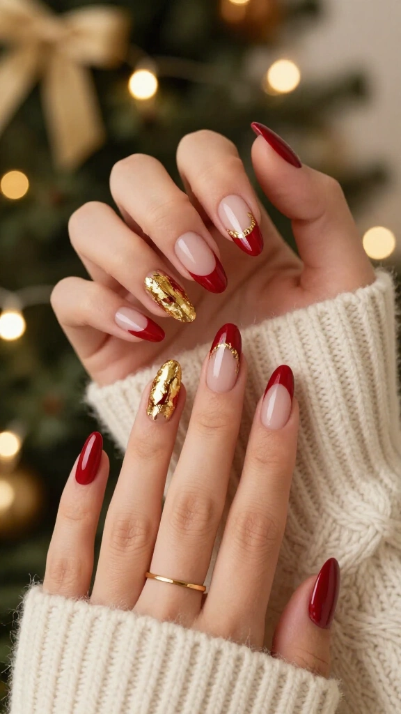 Ruby Red French with Gold Foil