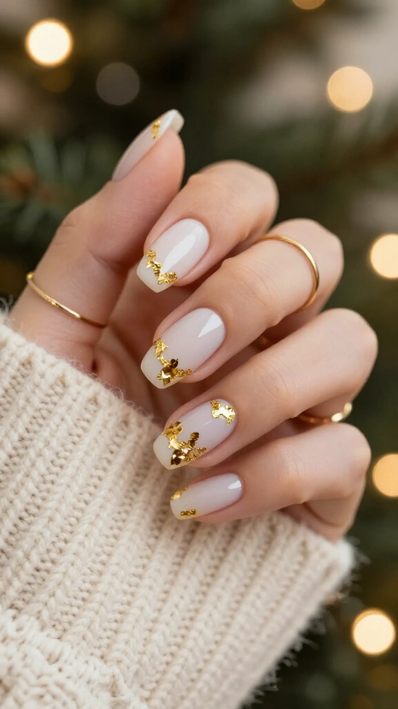 Sheer Milky White with Gold Foil