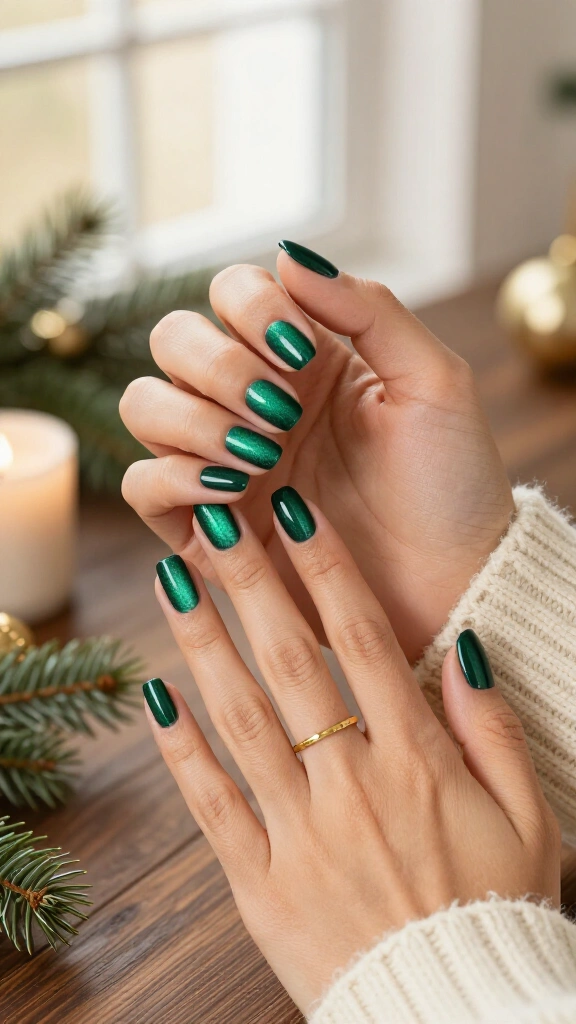 Velvet emerald nails