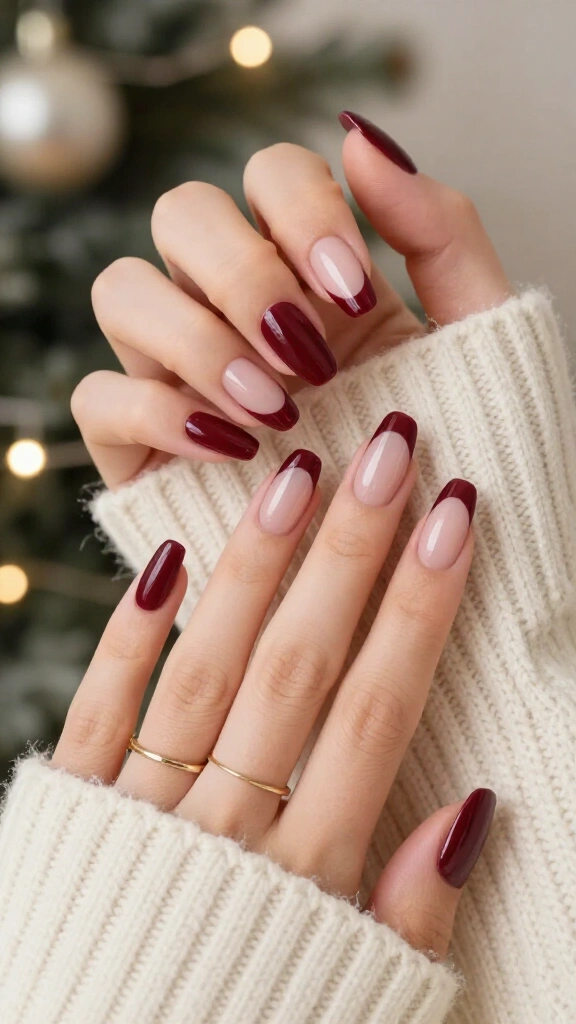 Classic Deep Wine French Tips