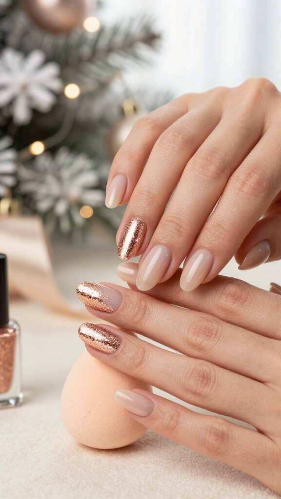Rose Gold Champagne Micro-Glitter Fade