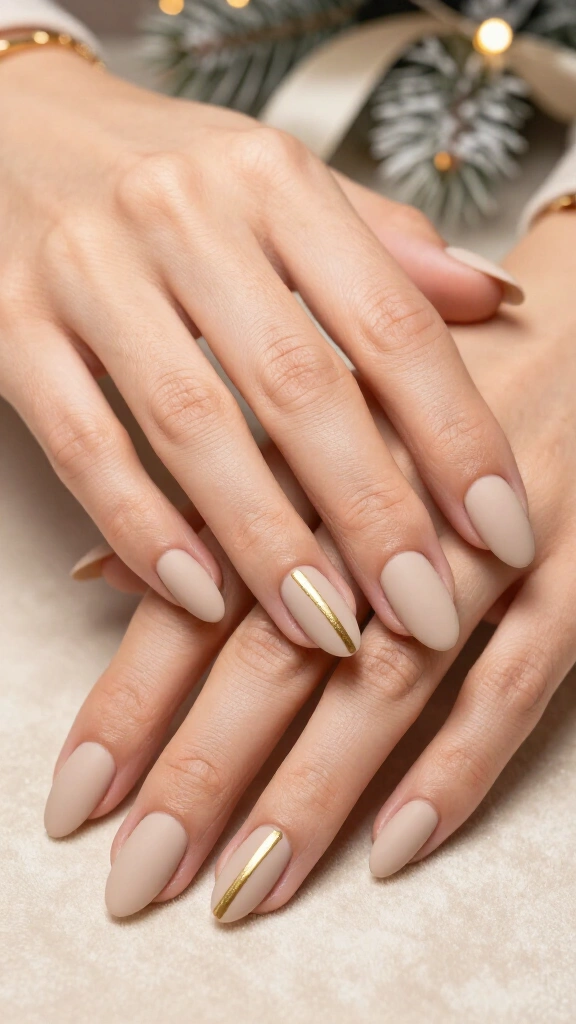 Frosted Matte Nude with Gold Striping