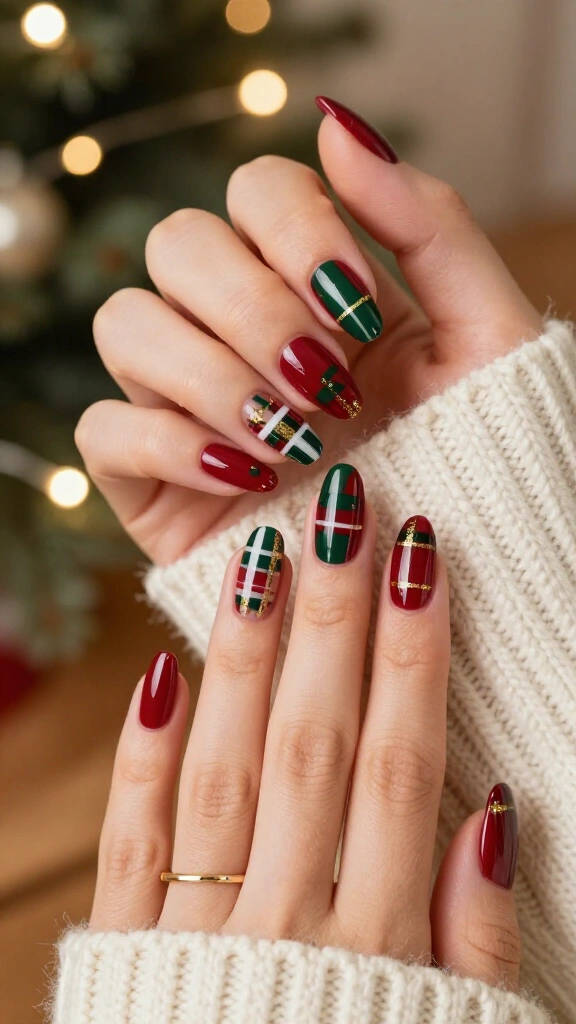 Tartan Plaid Statement Nails