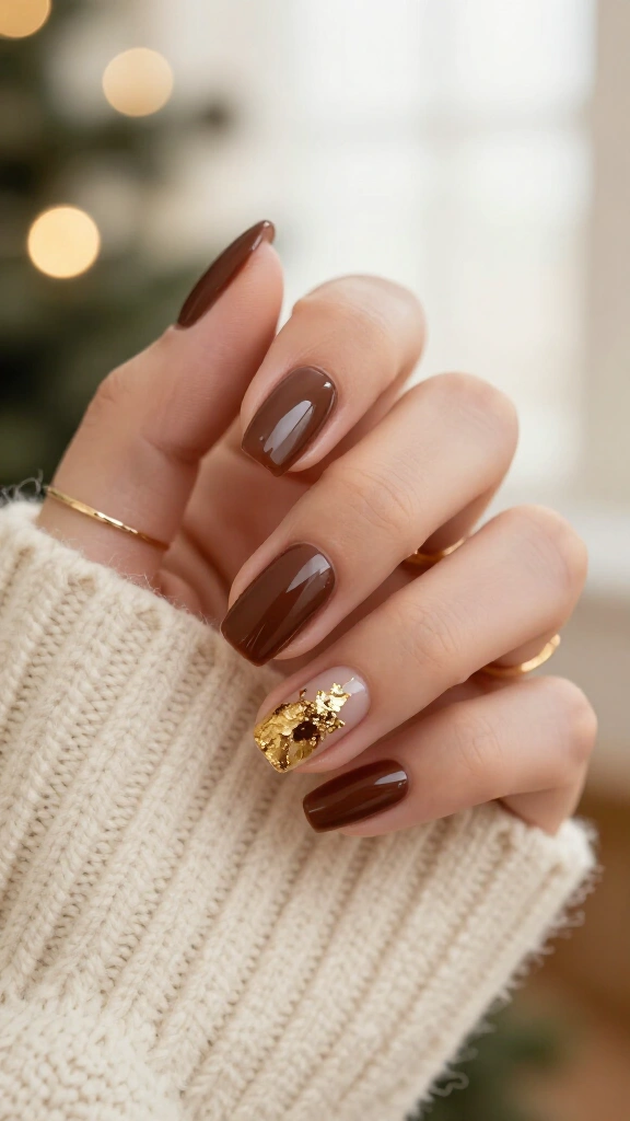 Chocolate brown with gold flakes