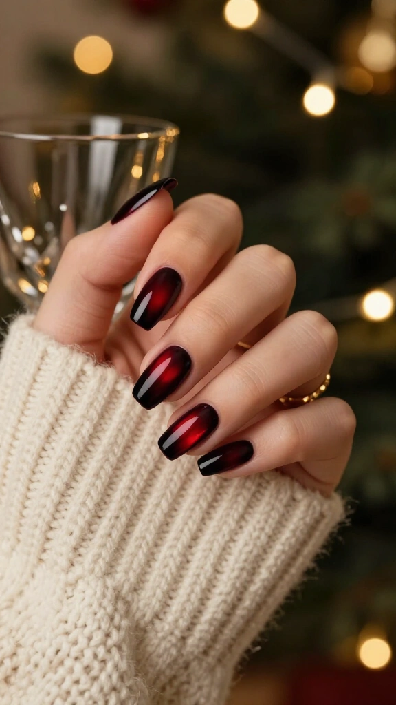 Black cherry aura nails