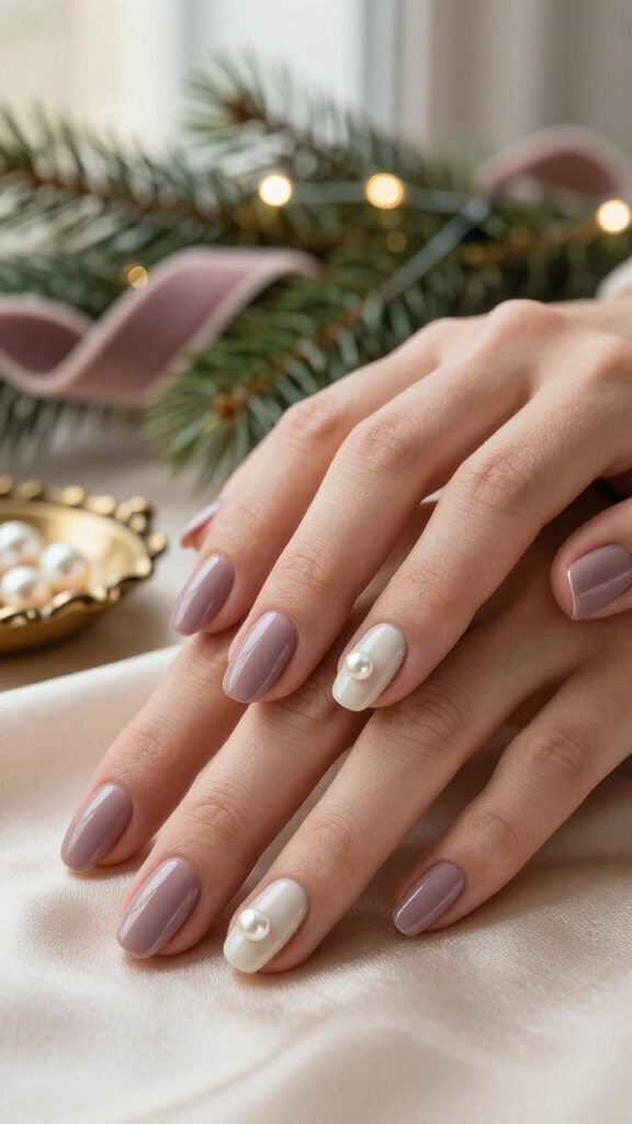 Cashmere Mauve with Single Pearl Embellishments
