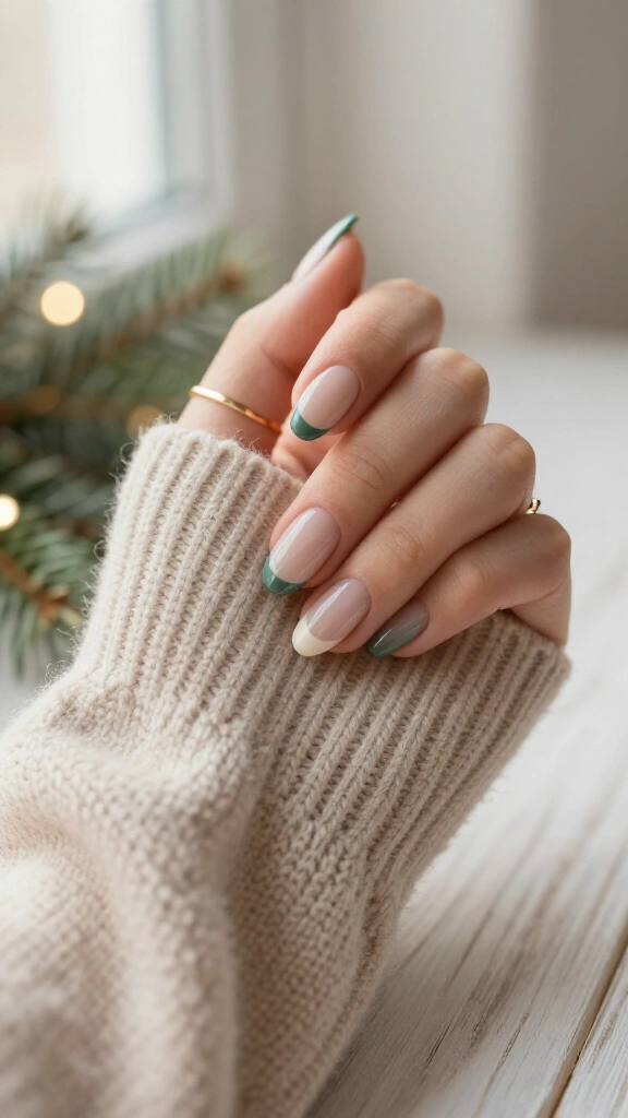 Green and cream side French tips
