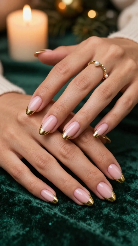 Gilded Half-Moons on Sheer Pink