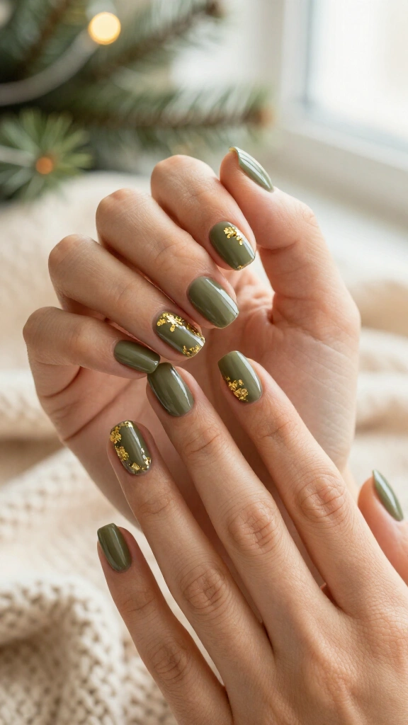 Olive Green with Fine Gold Flakes