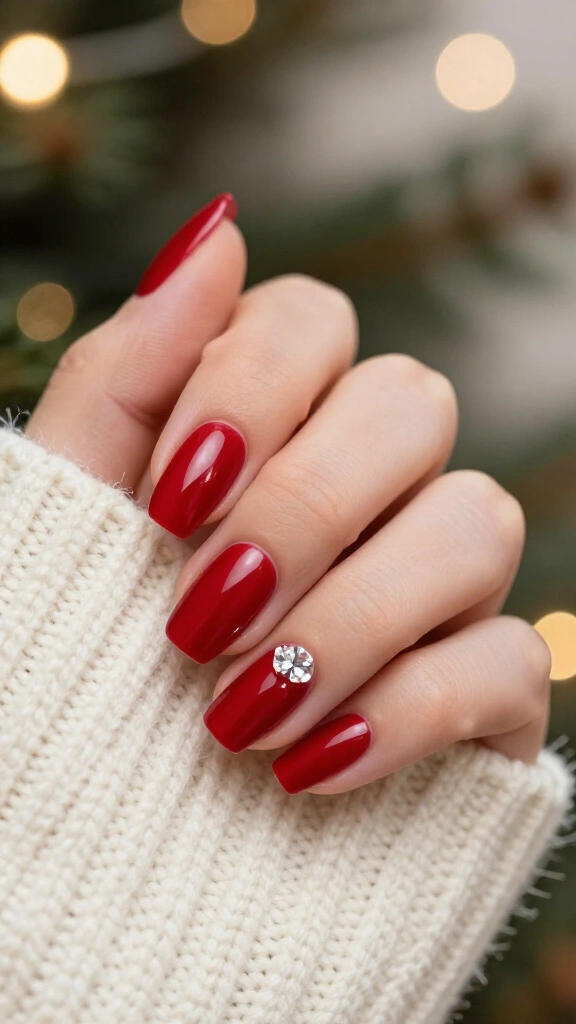 Crimson Gloss with a Single Diamond Stud