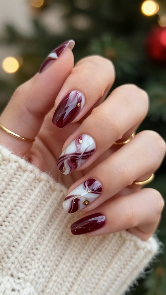 Rich Burgundy Marble Swirls