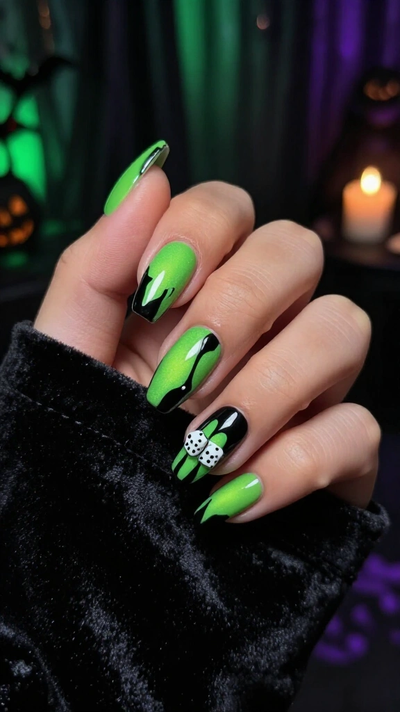 Oogie Boogie neon green nails