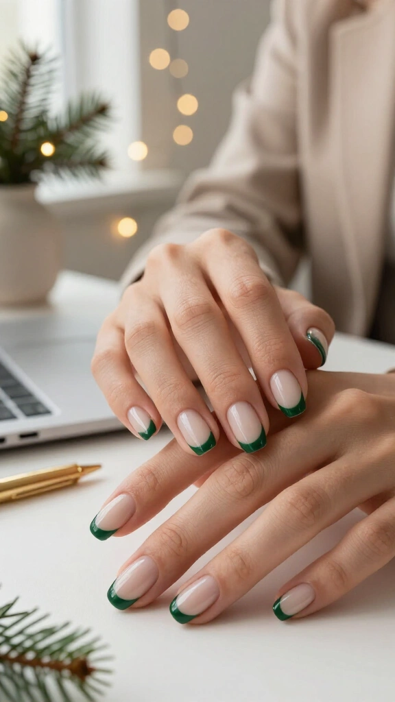 Forest Green Micro French Tips