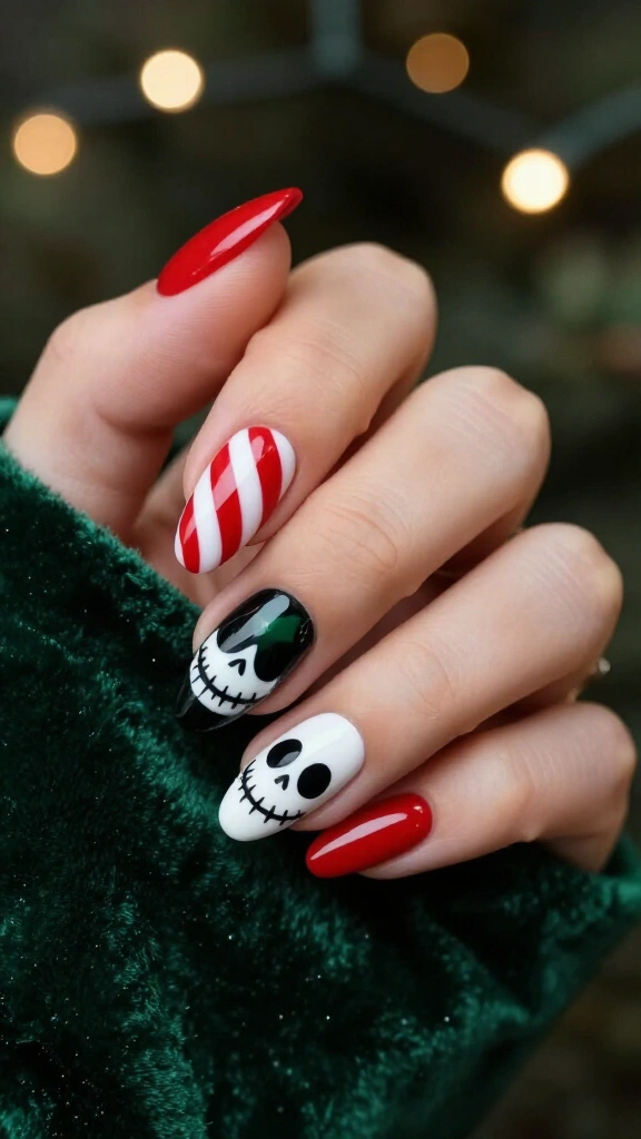 Candy cane Jack nails