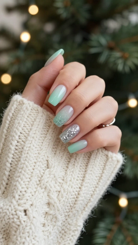 Sparkling Mint Ombré Shimmer
