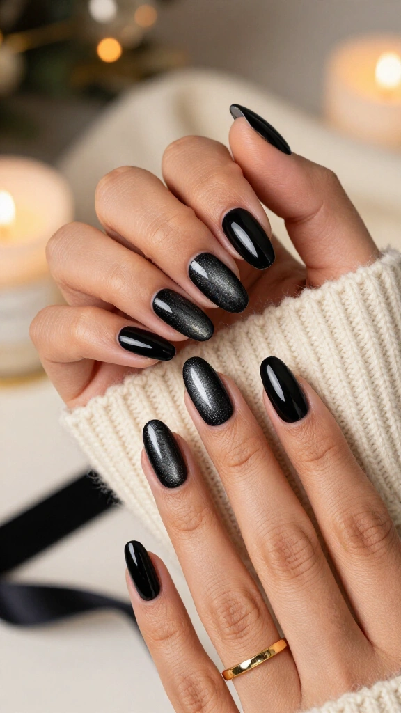 Black Velvet Cat-Eye Nails