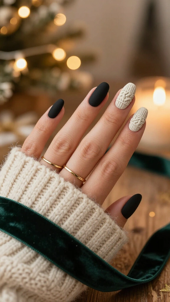Matte Black Sweater Knit Accent