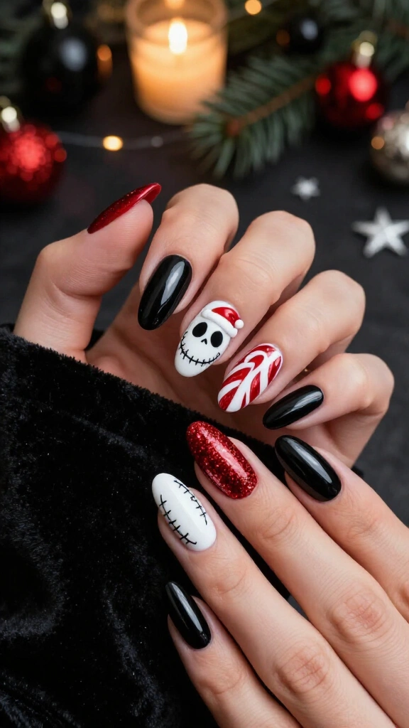 Jack Skellington Santa hat nails