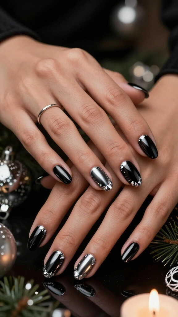 Black Chrome & Silver Flakes