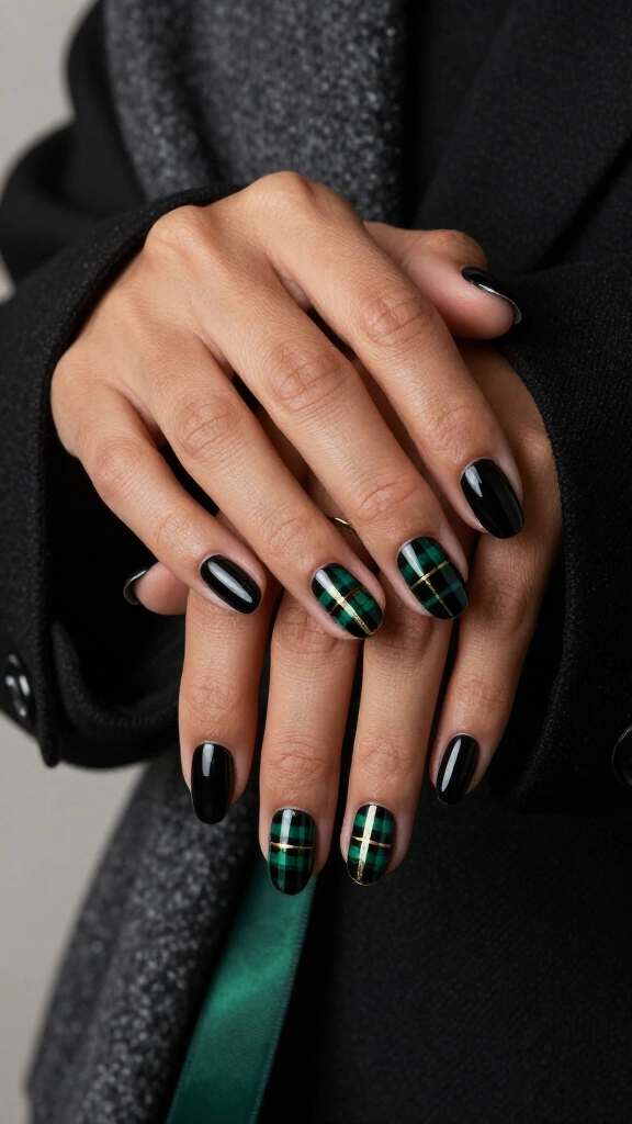 Black and Emerald Green Plaid