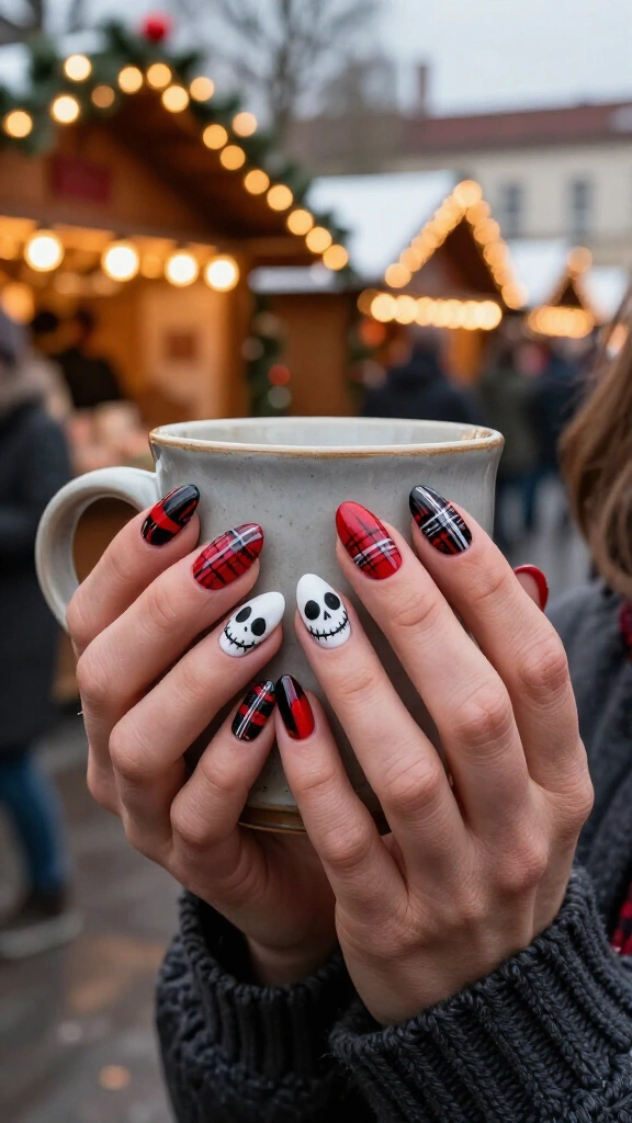 Pumpkin King plaid nails