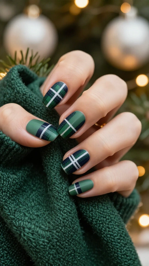 Flannel Green Plaid Nails