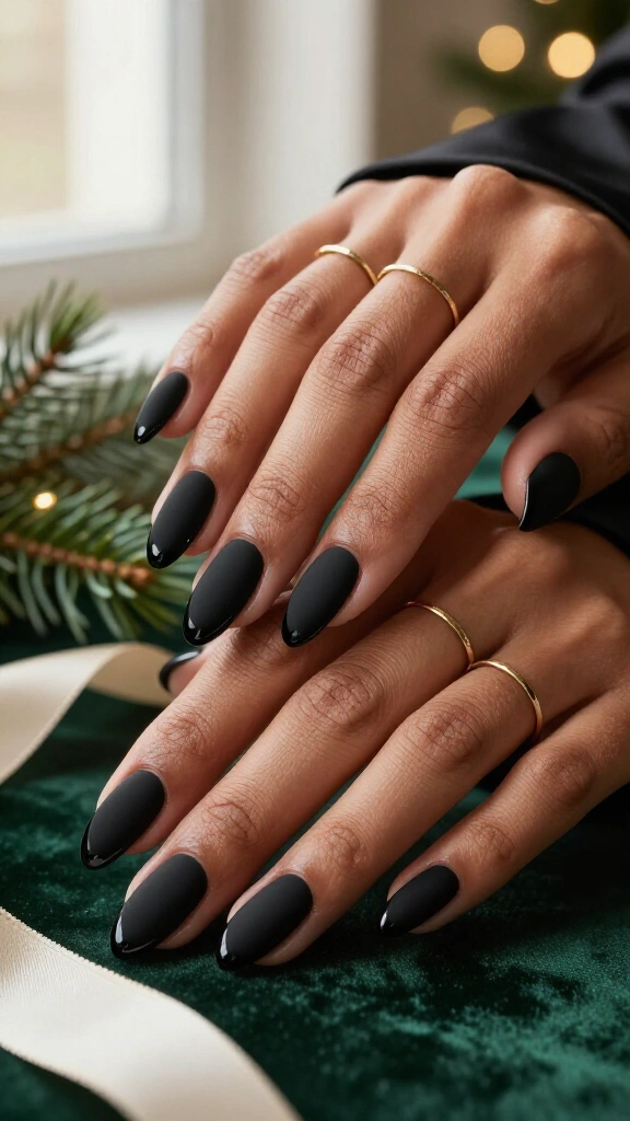 Matte Black with Glossy French Tips