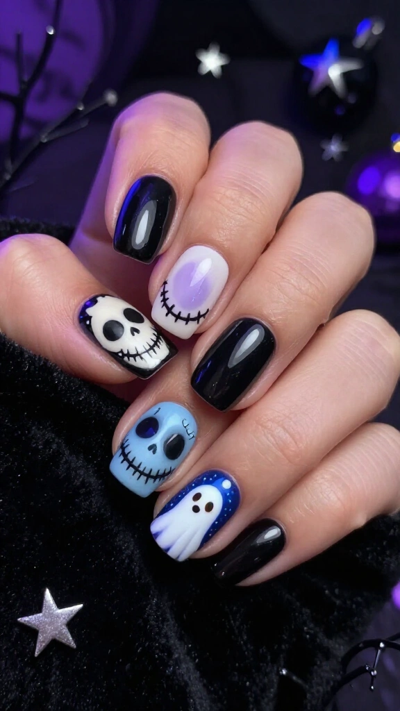 Jack, Sally, and Zero accent nails