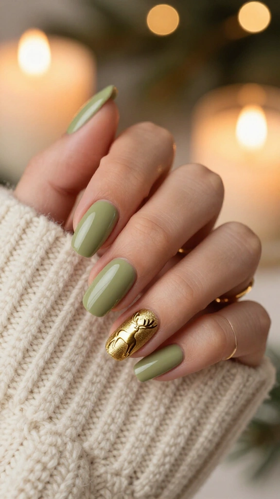 Golden Reindeer on Olive Lacquer