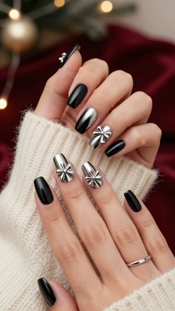 Classic Black with 3D Chrome Bows