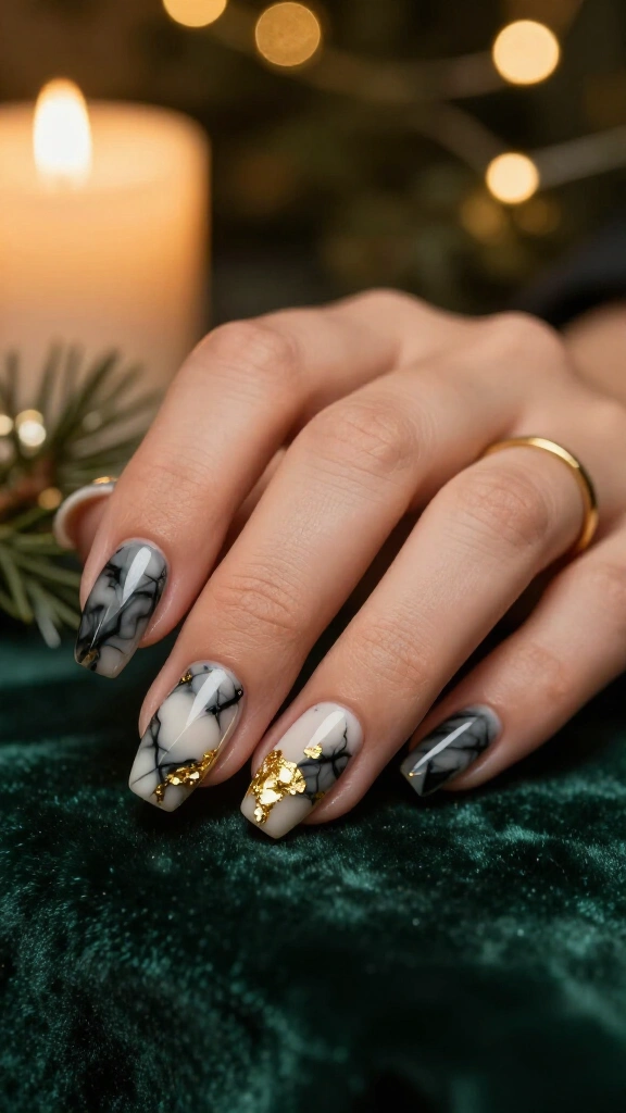 Moody Marble with Gold Leaf Trimming