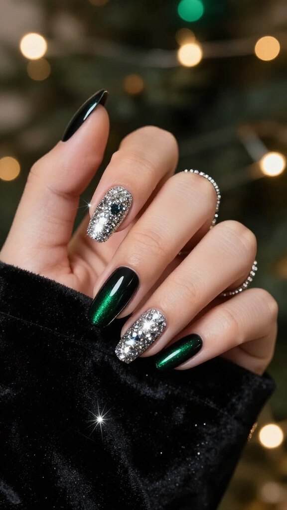 Diamond Dust Tips on Glossy Black