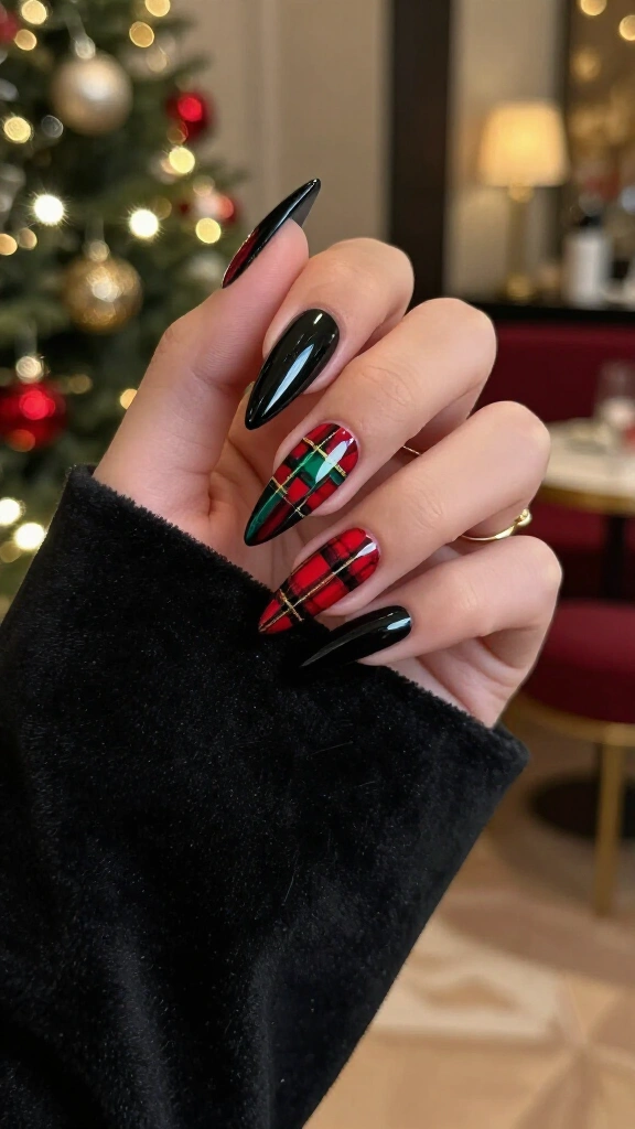 Tartan Accents on Jet Black Stiletto