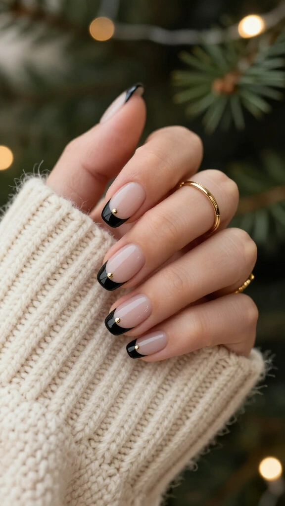 Minimalist Black Micro French with Gold Dot