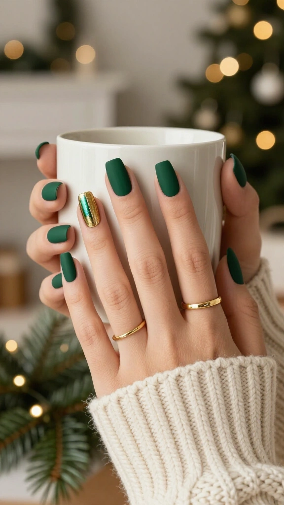Matte forest green nails