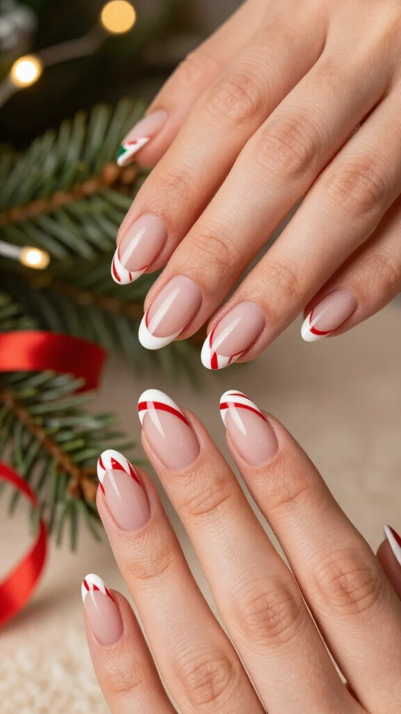 Classic Candy Cane French Tips
