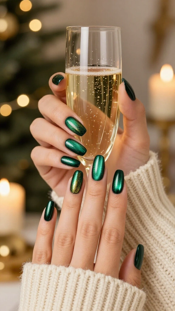 Rich Emerald Velvet Cat-Eye