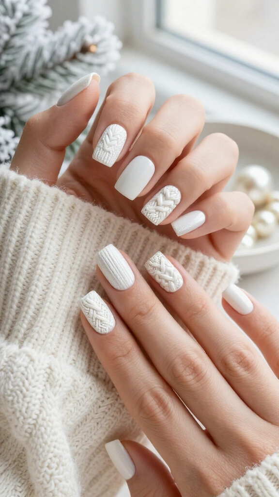 White sweater texture nails