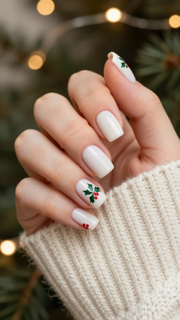 Holly berry square nails
