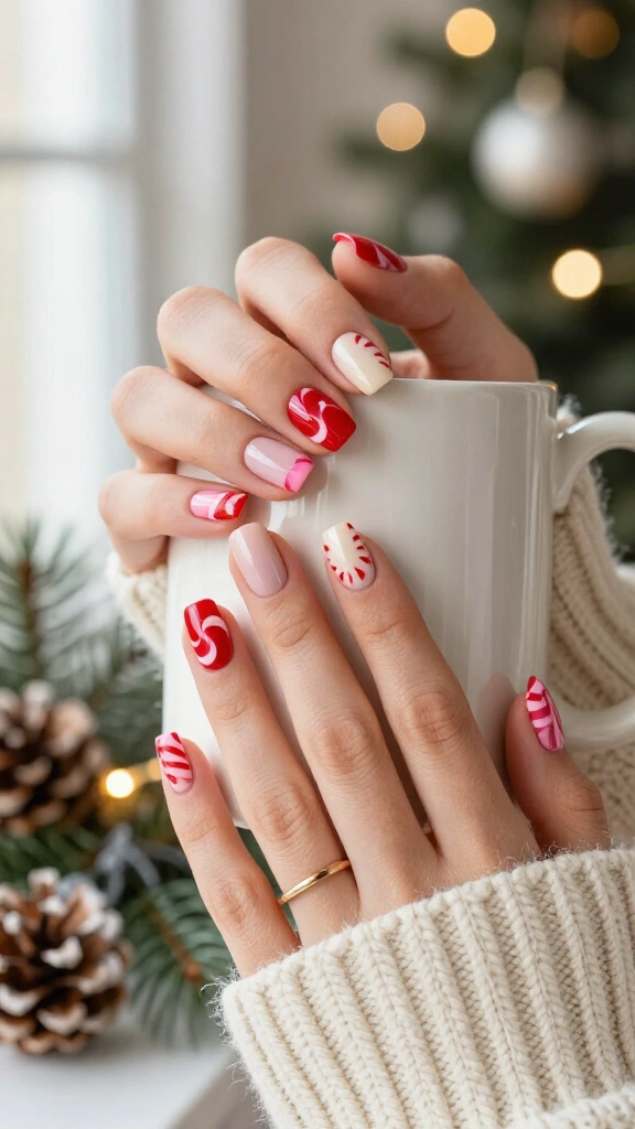 Red and pink peppermint swirls