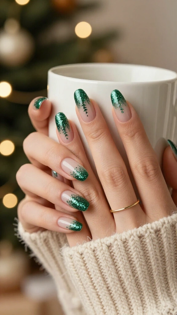 Glitter Fade Ombré Pine