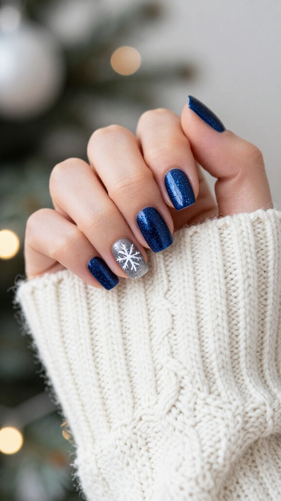 Midnight blue glitter nails