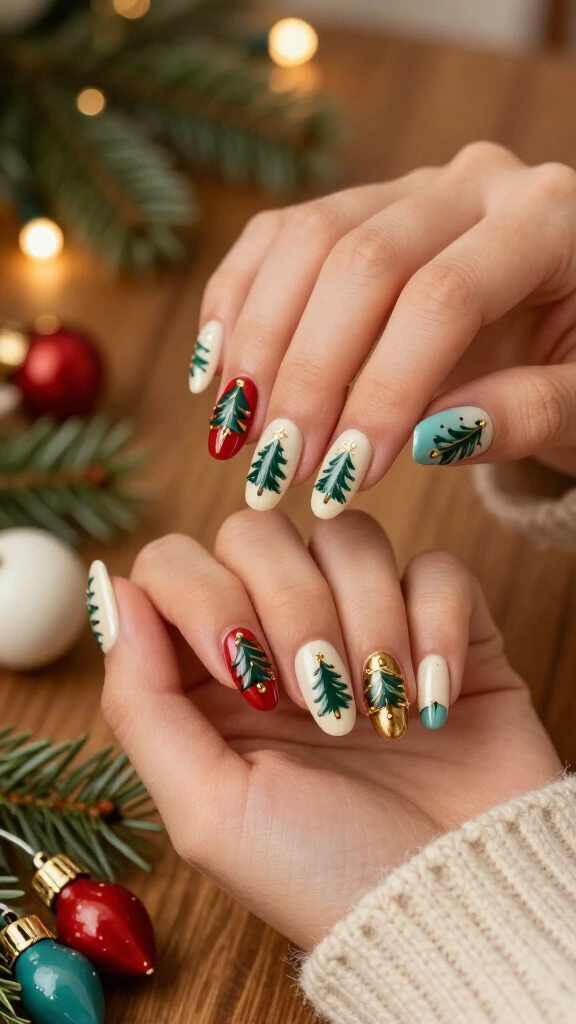 Vintage Retro Christmas Lights & Tree