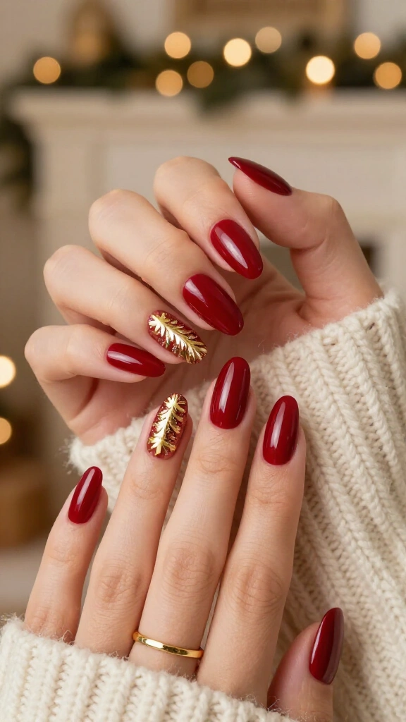 Classic Red Base with Gold Christmas Tree