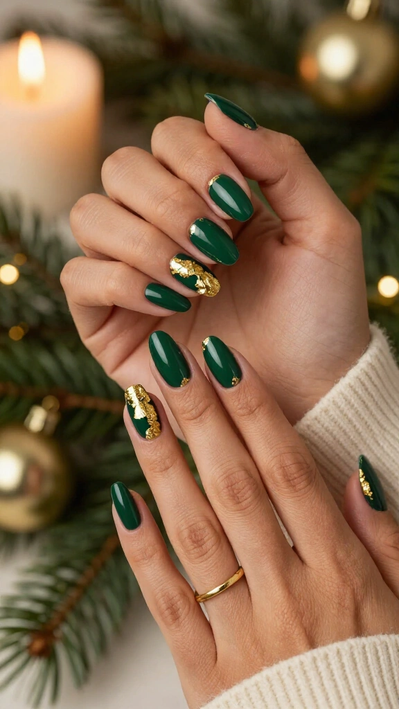 Forest Green with Gold Foil Ribbons