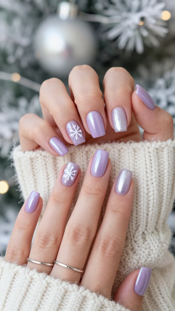 Frosted lavender winter nails