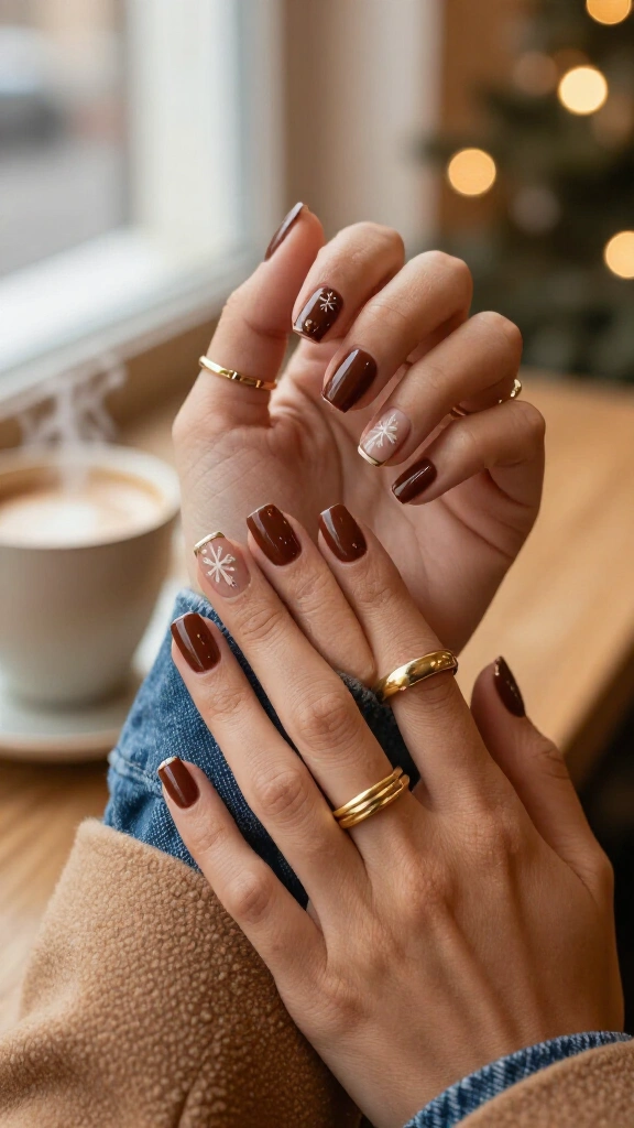 Cozy cocoa brown nails