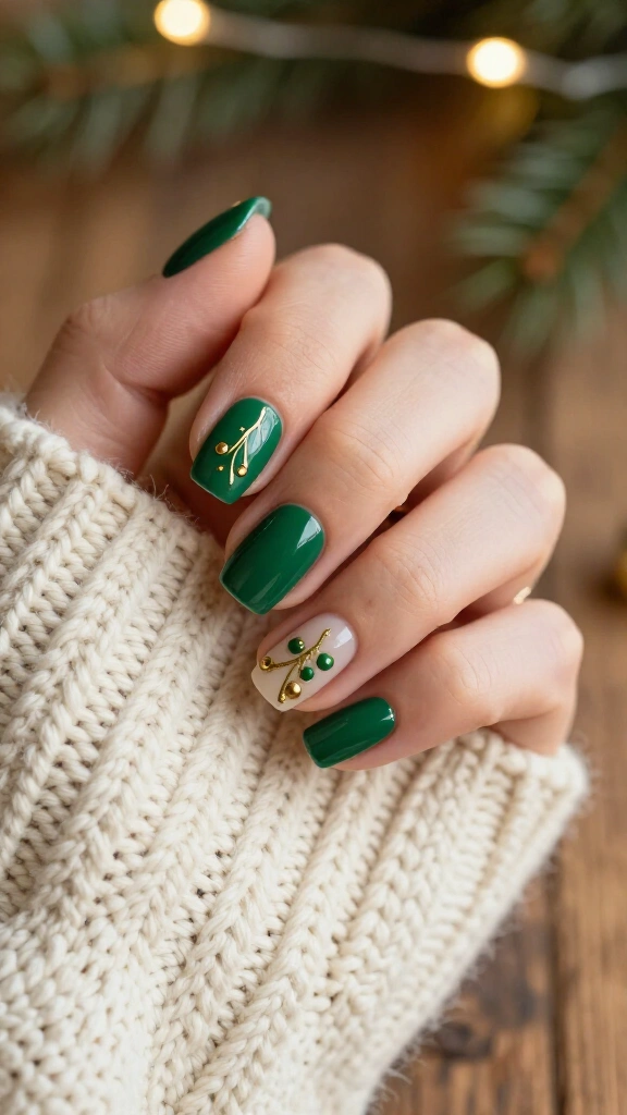 Gold ornament nail art