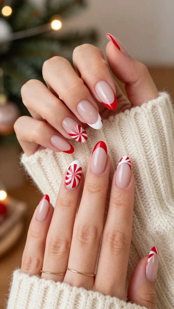 Peppermint Swirl French Tips