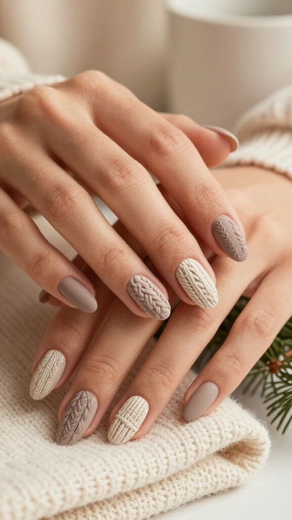 3D matte cable knit in cashmere taupe